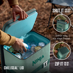 Ninja Outdoor FrostVault™ Go 36-Can Backpack Soft Cooler with Cold Dry Zone, Lakeshore Blue - Spruce