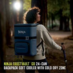 Ninja Outdoor FrostVault™ Go 24-Can Backpack Soft Cooler with Cold Dry Zone, Waterside Wind Down - Waterside Wind Down