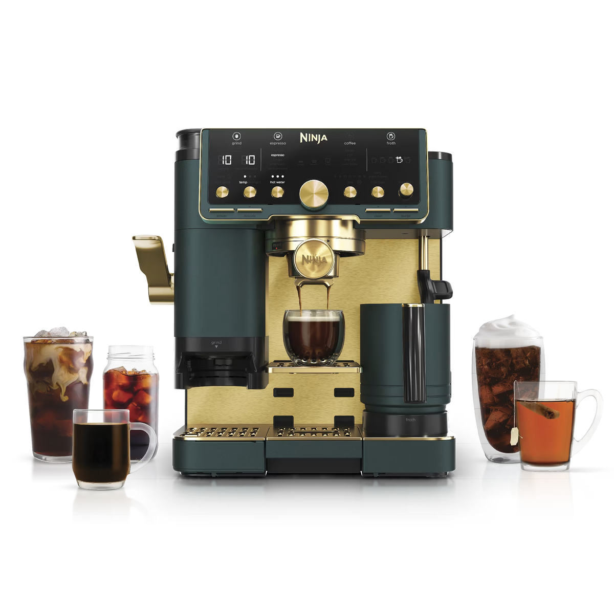 Ninja Luxe™ Café Premium Espresso Machine in Cyberspace - Emerald & Gold