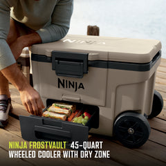 Ninja FrostVault™ 45qt Wheeled Cooler with Dry Zone, Birch Beige