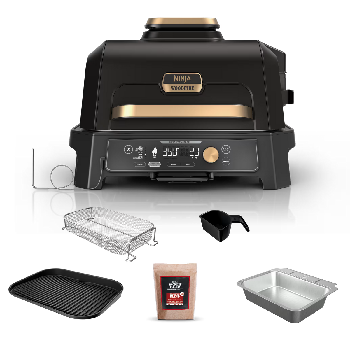 Ninja Woodfire Pro Connect™ Premium XL Outdoor Grill & Smoker, Black & Gold - Black & Gold