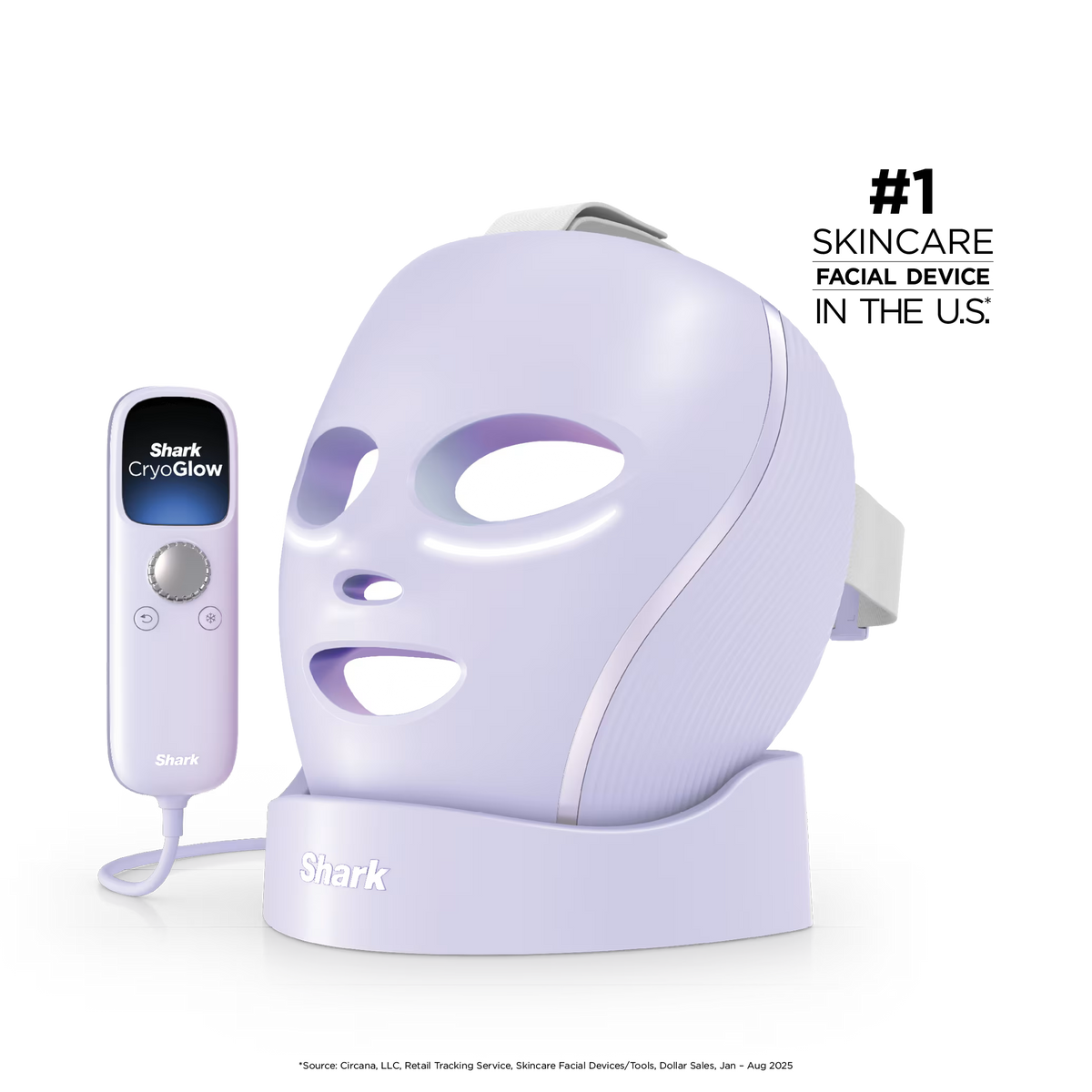 Shark CryoGlow™ LED Face Mask & Charging Stand in Lilac