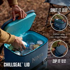 Ninja Outdoor FrostVault™ Go 24-Can Backpack Soft Cooler with Cold Dry Zone, Waterside Wind Down - Waterside Wind Down