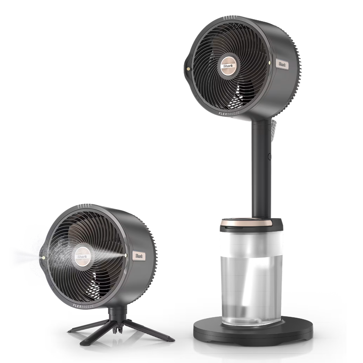 Shark FlexBreeze™ Pro Mist Indoor Outdoor Pedestal & Table Fan With Water Tank (Charcoal) - Charcoal Grey