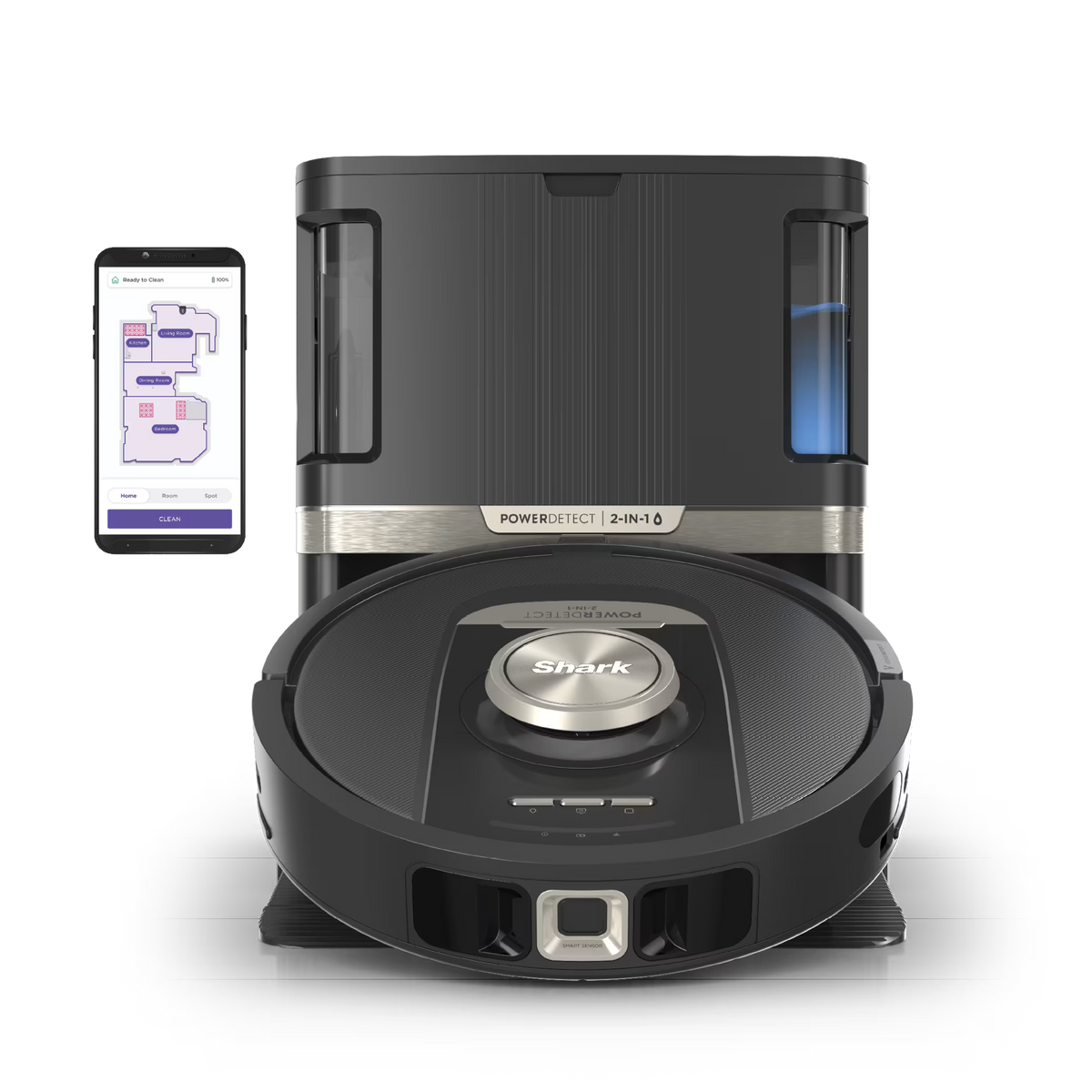 Shark PowerDetect™ 2-in-1 Robot Vacuum and Mop with NeverTouch™ Pro Base (Black) - Black