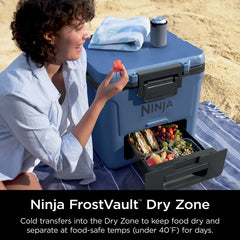 Ninja FrostVault™ 30qt Wheeled Cooler with Cold Dry Zone, Charcoal Gray - Lakeshore Blue