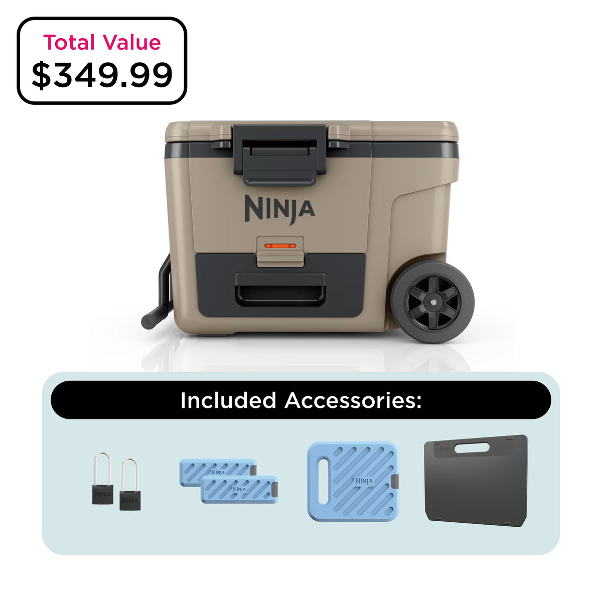 Ninja FrostVault™ 45qt Wheeled Cooler with Dry Zone, Birch Beige