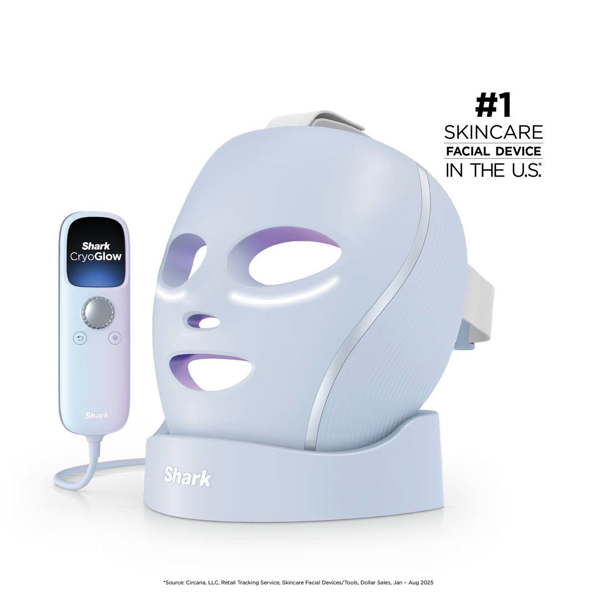 Shark CryoGlow™ LED Face Mask & Charging Stand in Blue
