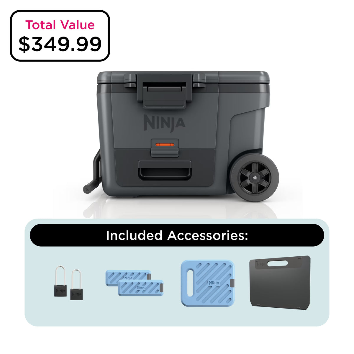 Ninja FrostVault™ 45qt Wheeled Cooler with Dry Zone, Charcoal Gray