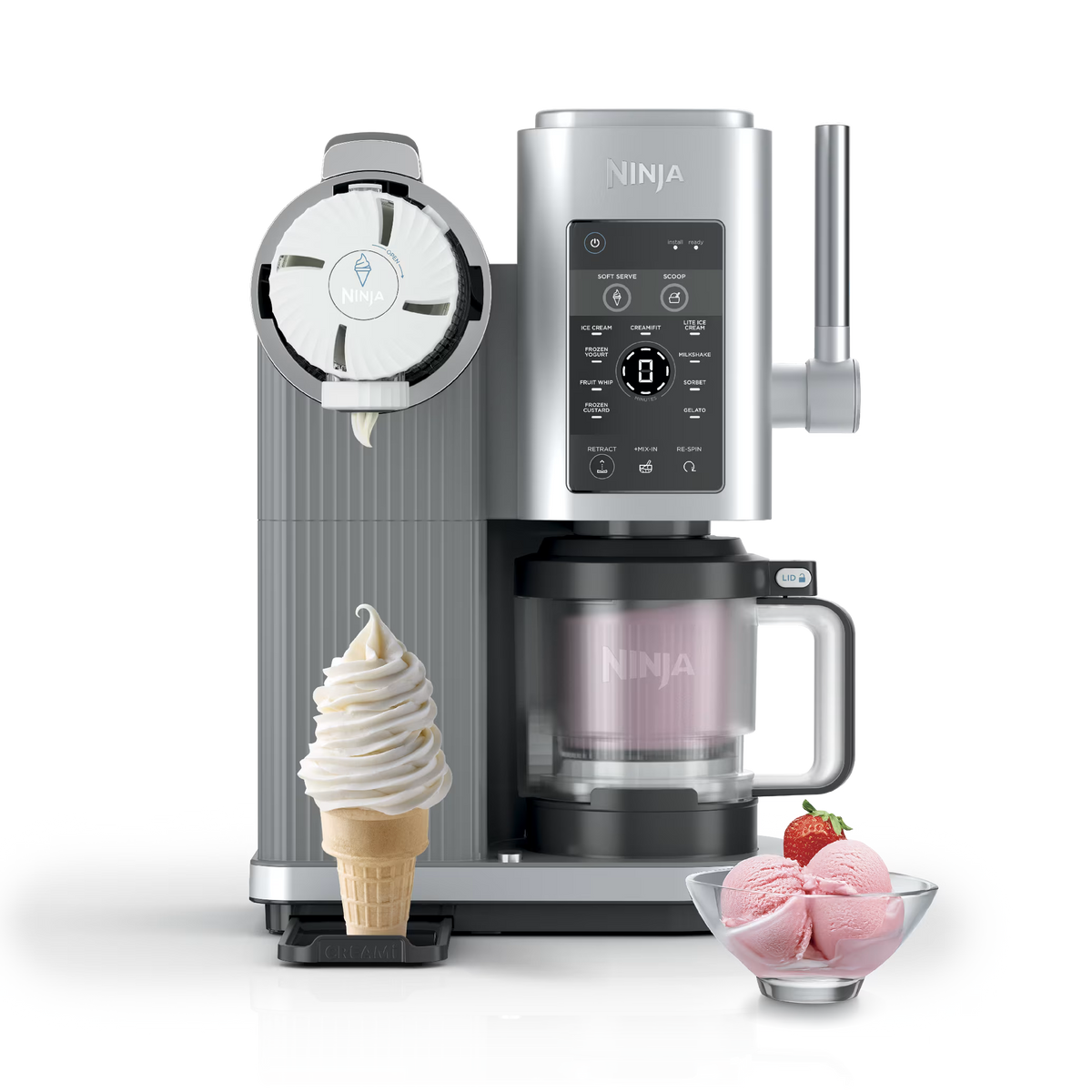 Ninja Creami Scoop & Swirl Soft Serve Ice Cream Machine in Sage - Platinum Silver