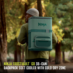 Ninja Outdoor FrostVault™ Go 36-Can Backpack Soft Cooler with Cold Dry Zone, Lakeshore Blue - Spruce